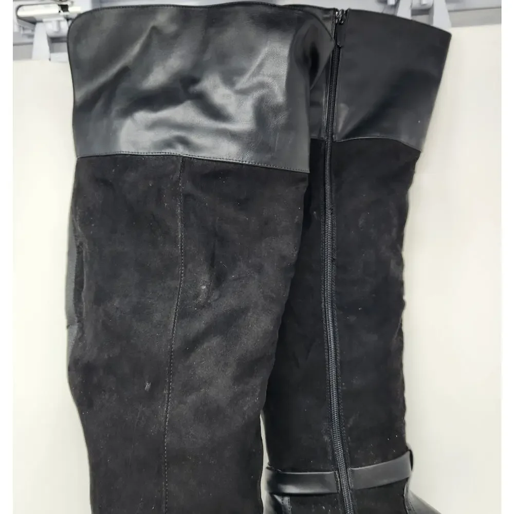 Torrid Over The Knee OTK Moto Boots Faux Leather Wide Calf 10 WW